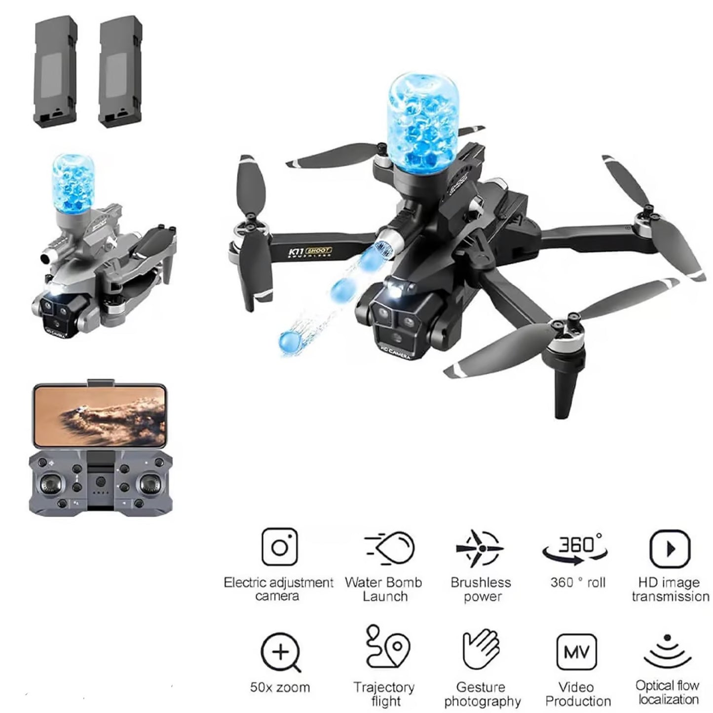 Drone K11 Max Lanzador Bolas Hidrogel